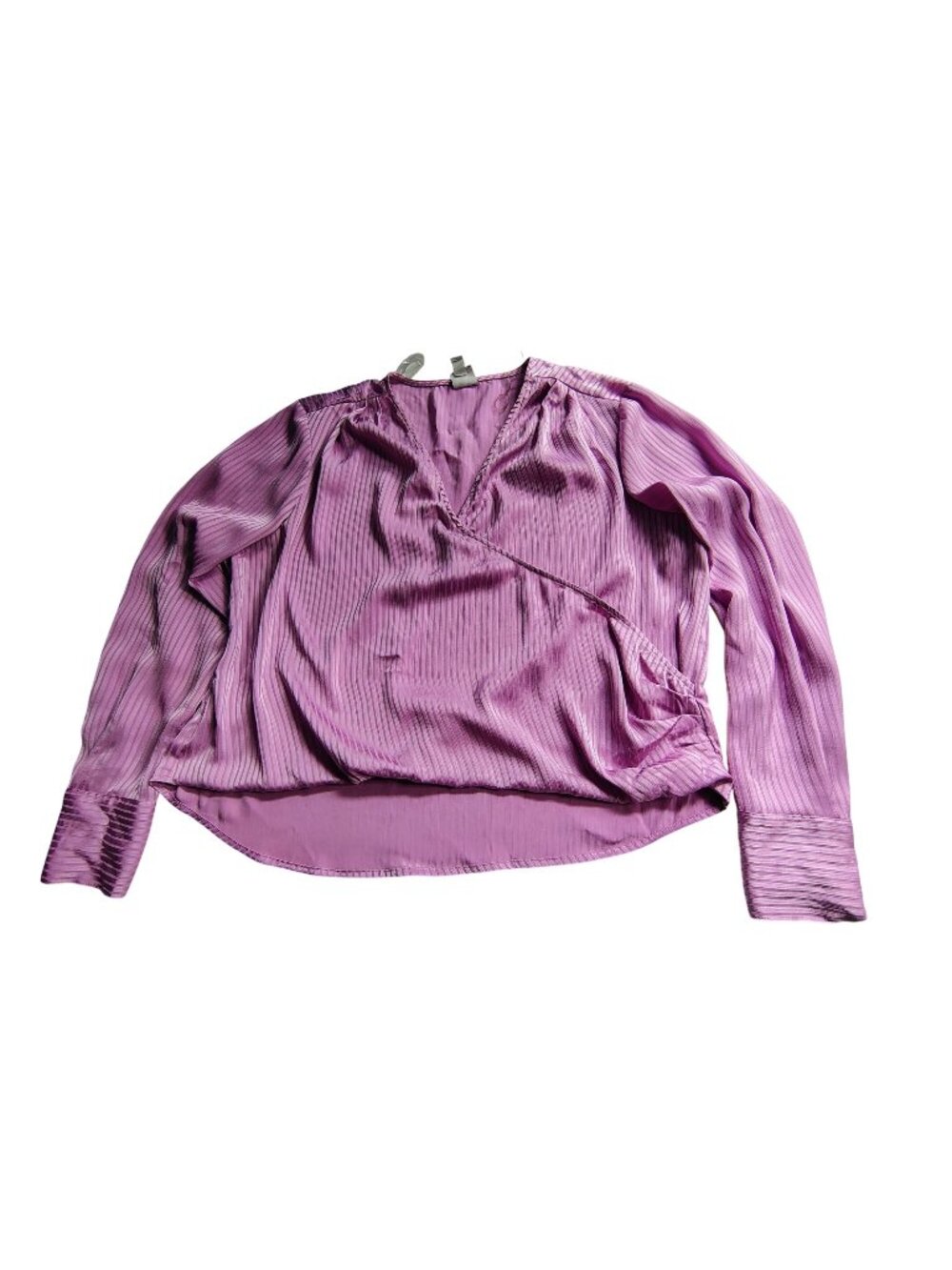 Worthington Womens Purple Striped Long-Sleeve Blouse XL With Cuff Button Closure